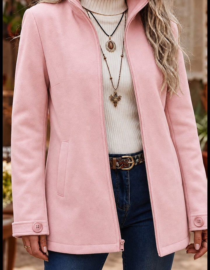 Ingunn zip up wool jacket with stand collar