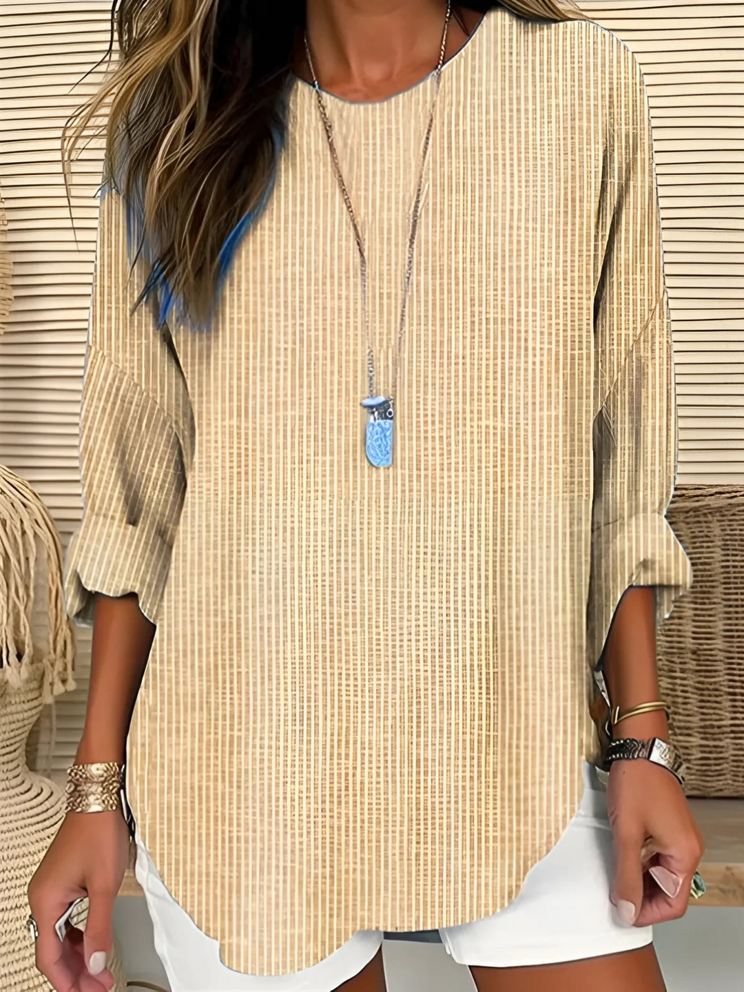 Robin | Elegant Striped Long Sleeve Blouse