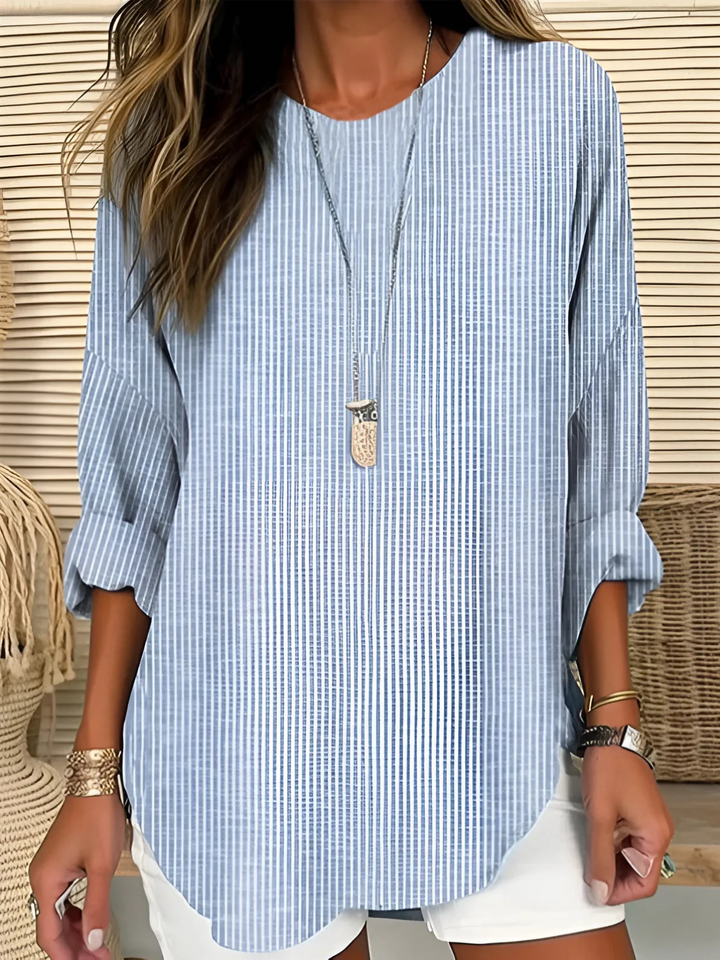Robin | Elegant Striped Long Sleeve Blouse