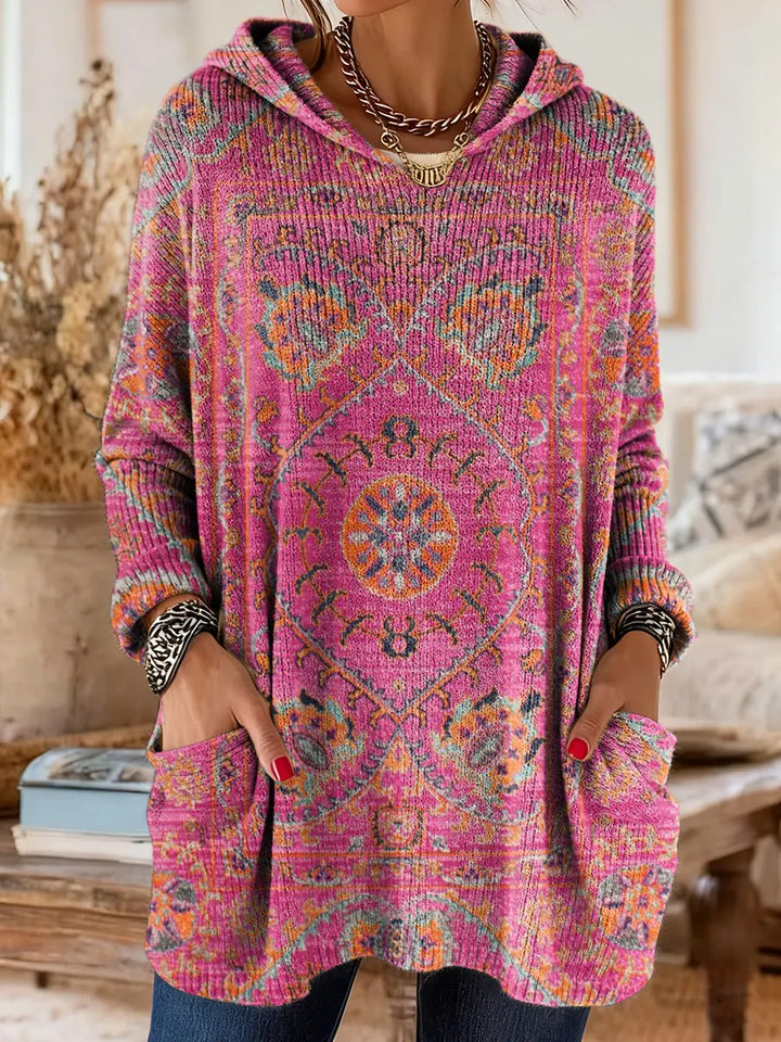 Elise hooded boho print knit tunic jumper – image 2