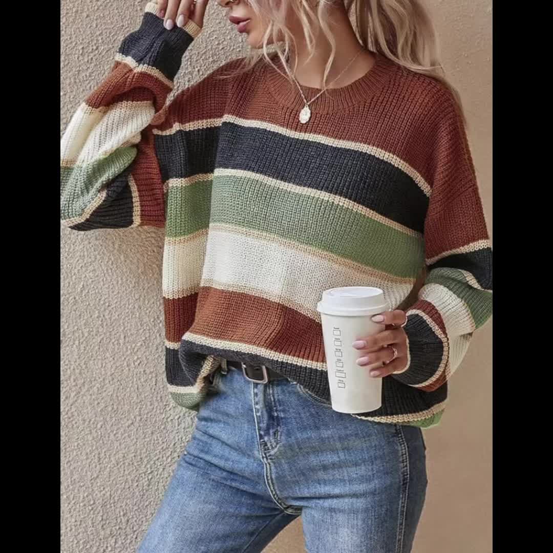 Marcelline chunky colour block striped jumper – image 11