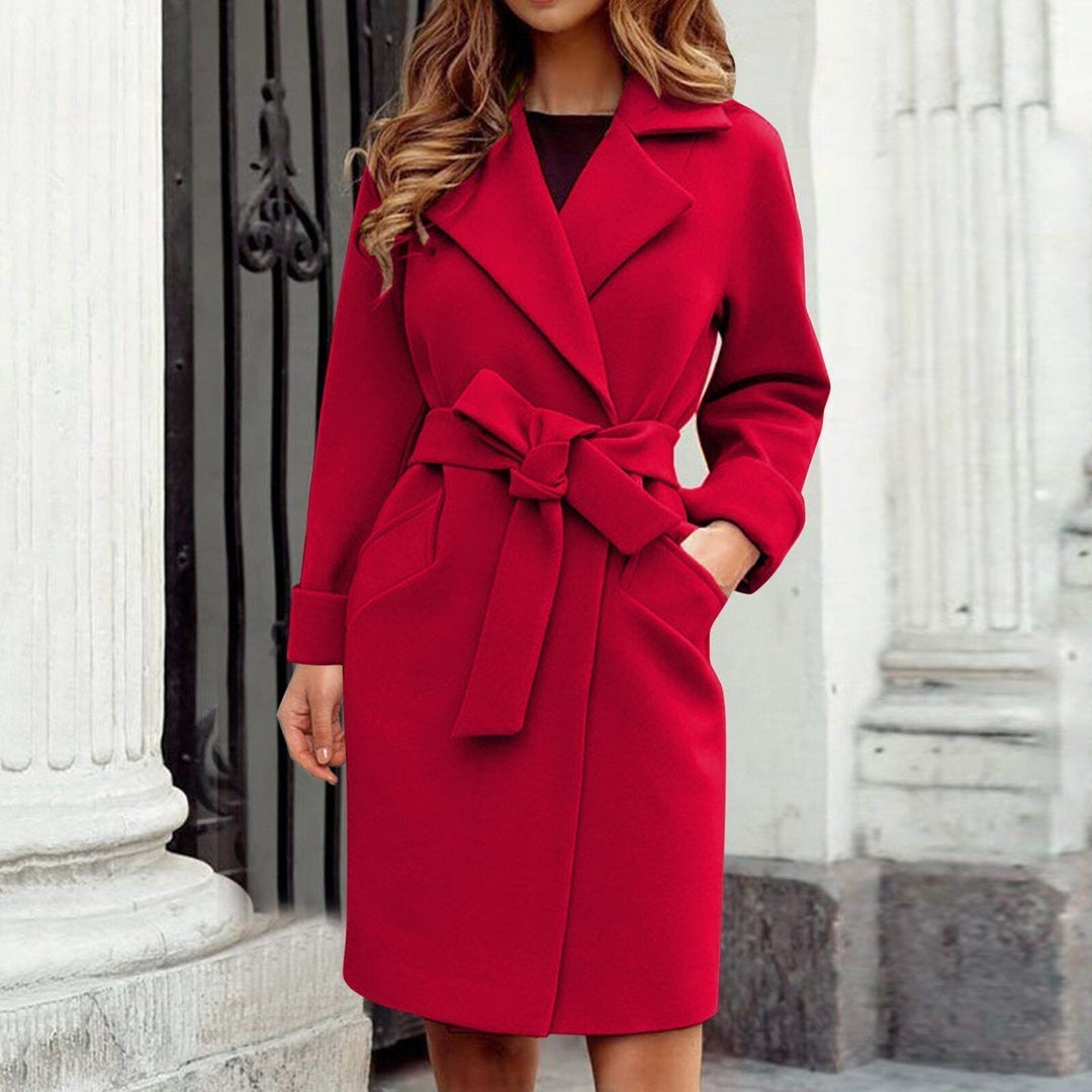 Juniper belted wrap coat with bow tie waist – image 7