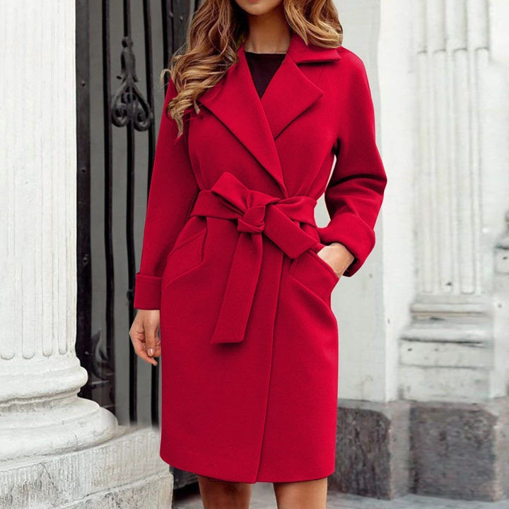 Juniper belted wrap coat with bow tie waist – image 7