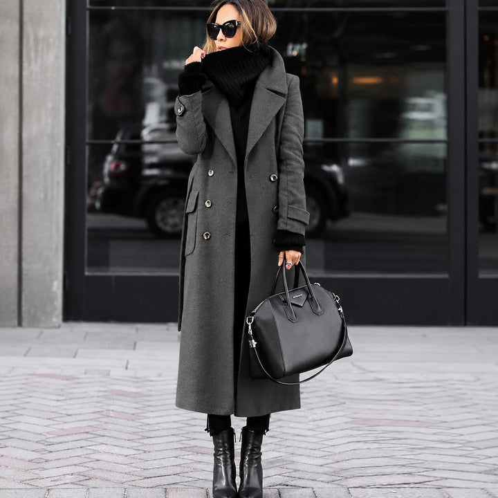 Helene long winter coat in red