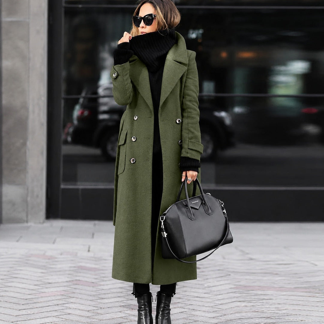 Helene long winter coat in green