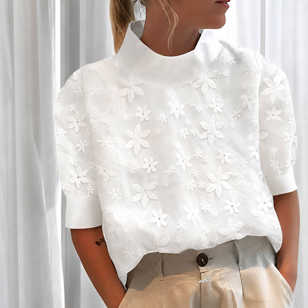 Julia white blouse with embroidered collar