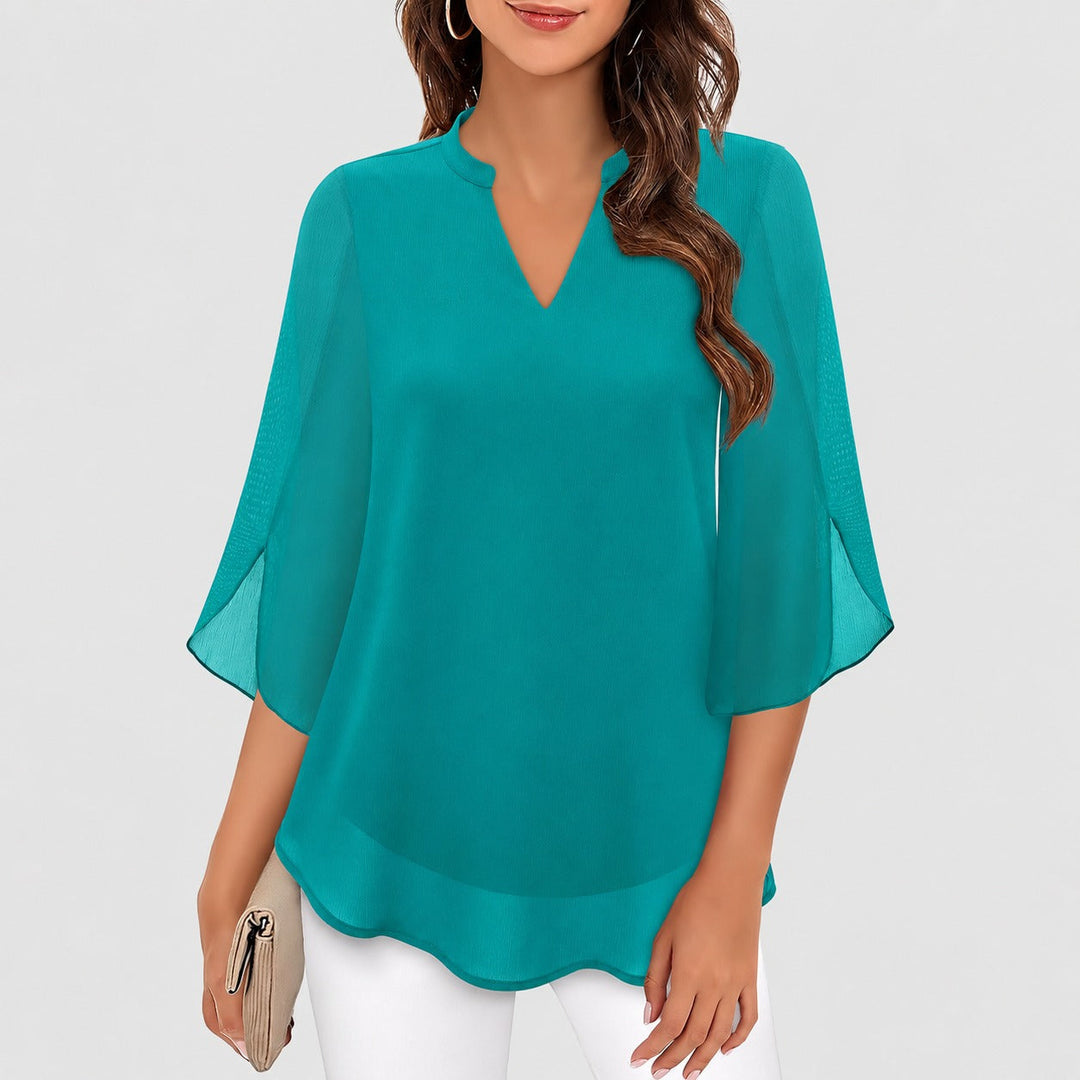 Ella split sleeve blouse in turquoise