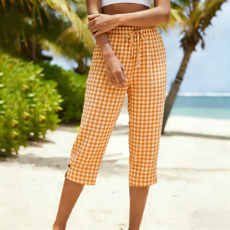 Juliana gingham cropped drawstring trousers – image 3