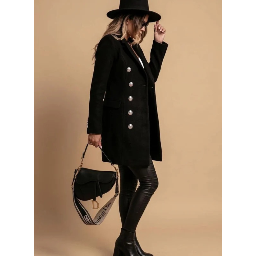 Aileen double breasted winter coat, back view