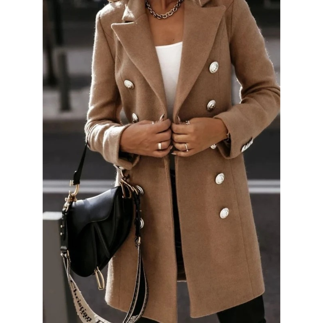 Aileen double breasted winter coat, fabric detail