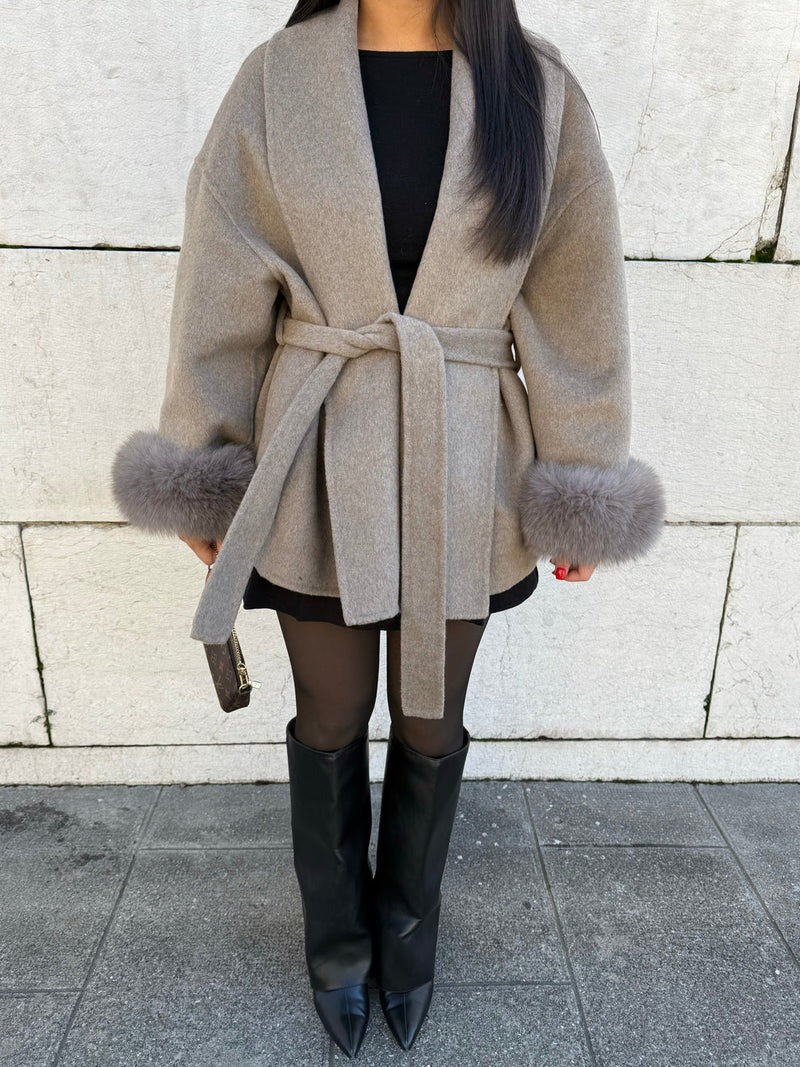 Aurelie belted oversized wool coat