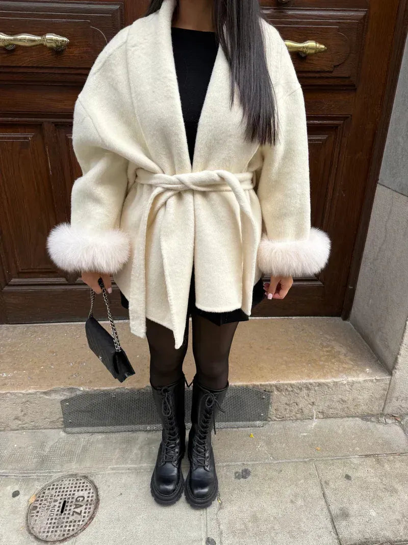 Aurelie belted oversized wool coat – image 3