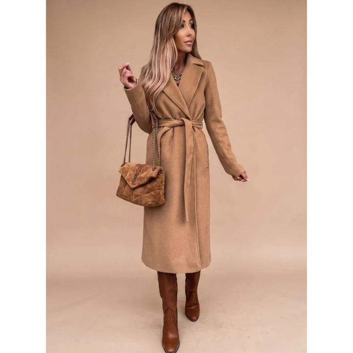 Amadea belted winter coat in red