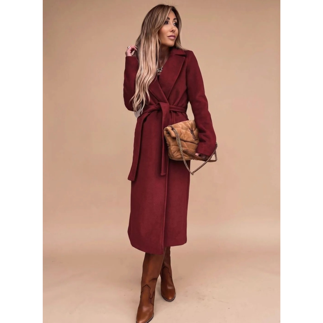 Amadea belted winter coat in apricot