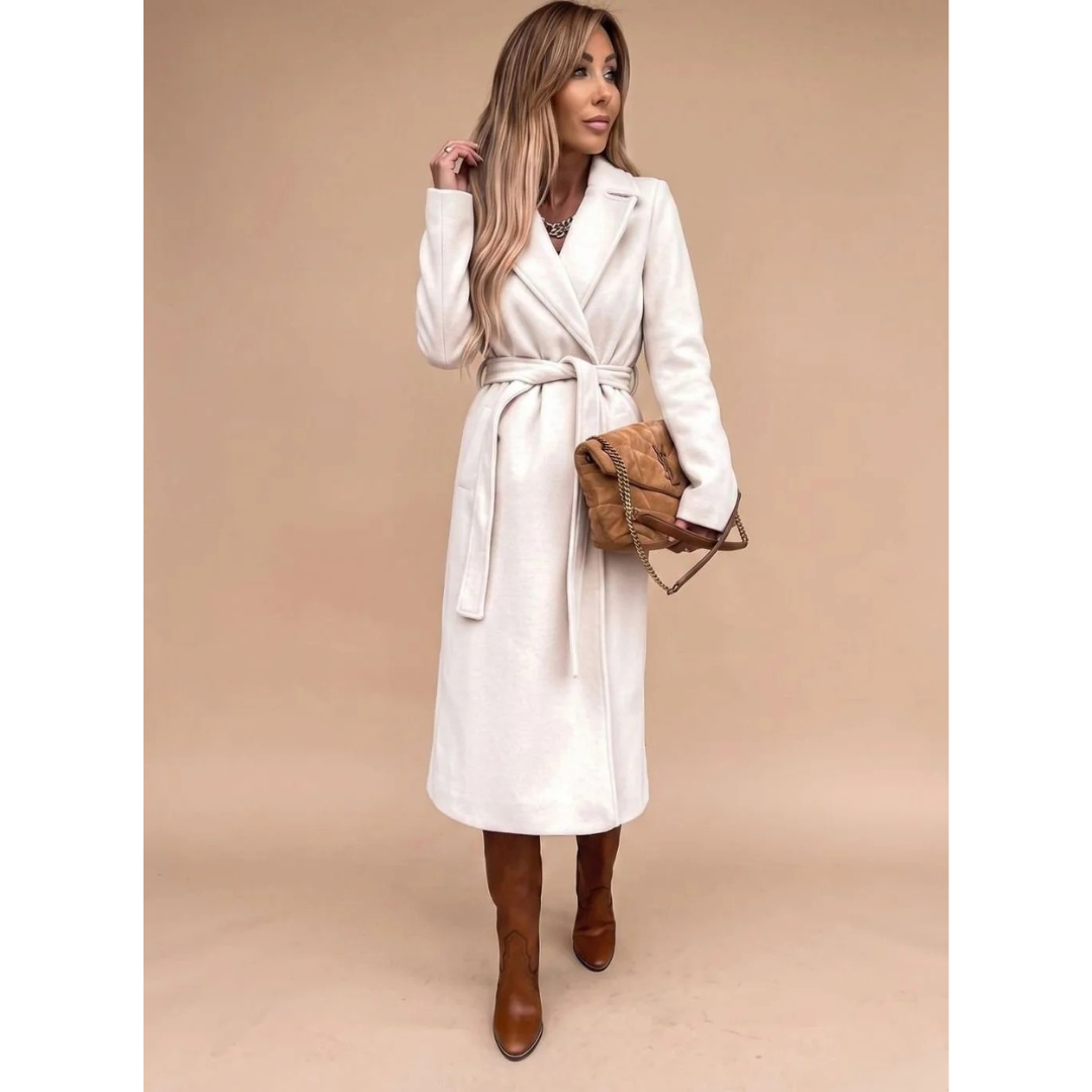 Amadea belted winter coat in white