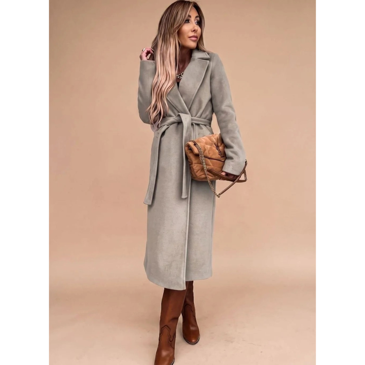 Amadea belted winter coat in khaki