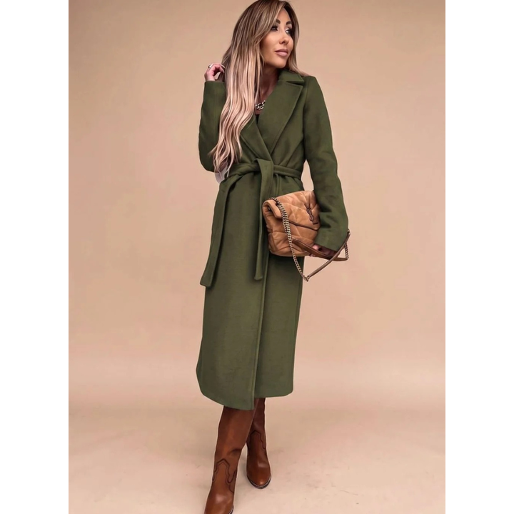 Amadea belted winter coat in sky blue