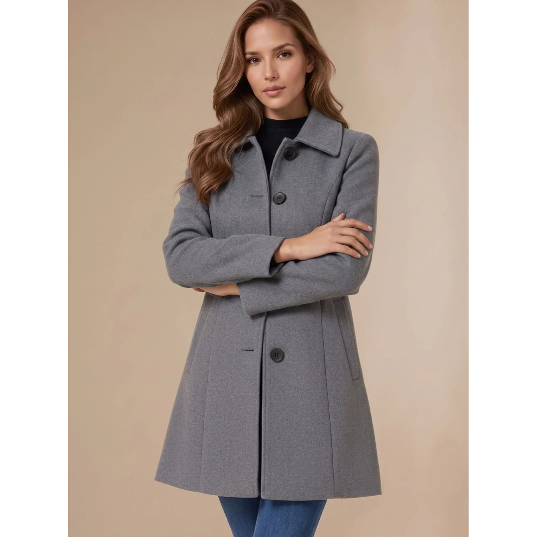 Amea longline trench coat with collar and buttons