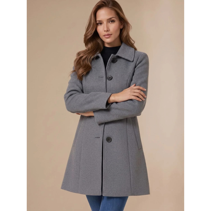 Amea longline trench coat with collar and buttons