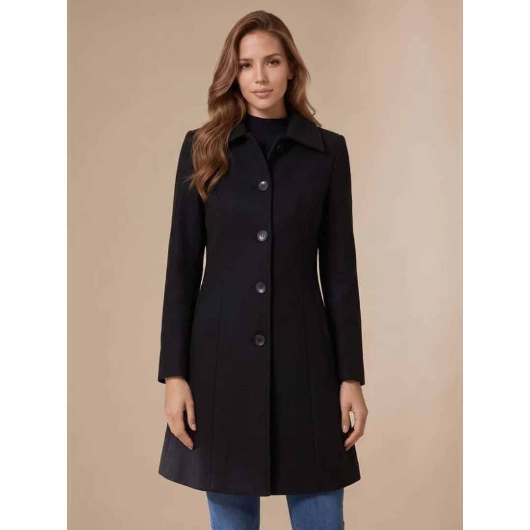 Amea longline trench coat, back view