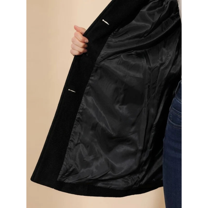 Amea longline trench coat, side view
