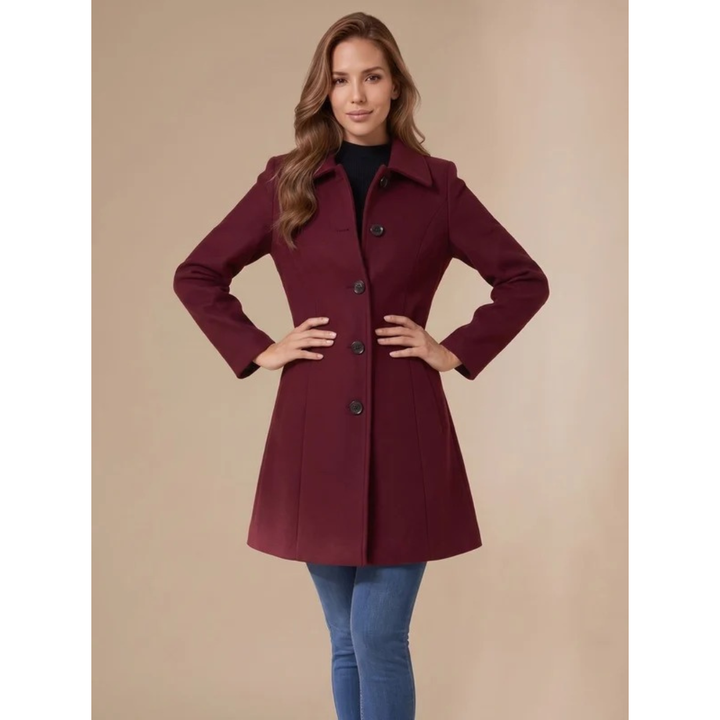 Amea longline trench coat in dark red