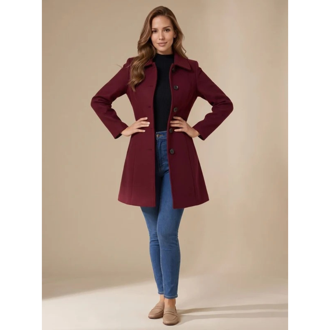 Amea longline trench coat in blue