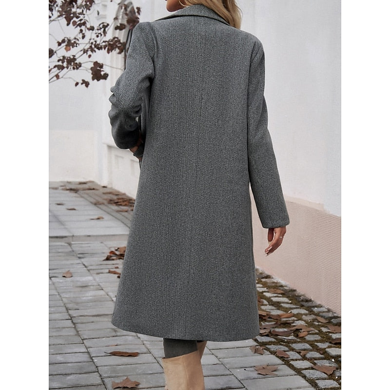 Ruby long straight coat with lapels – image 6
