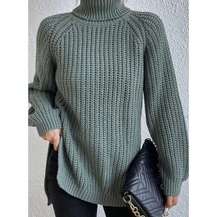Annegret oversized roll neck jumper in ocean blue