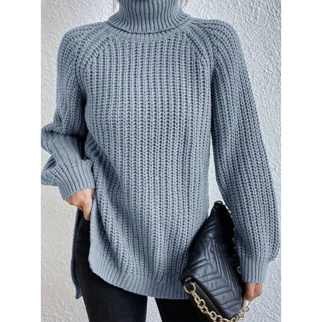 Annegret oversized roll neck jumper in navy