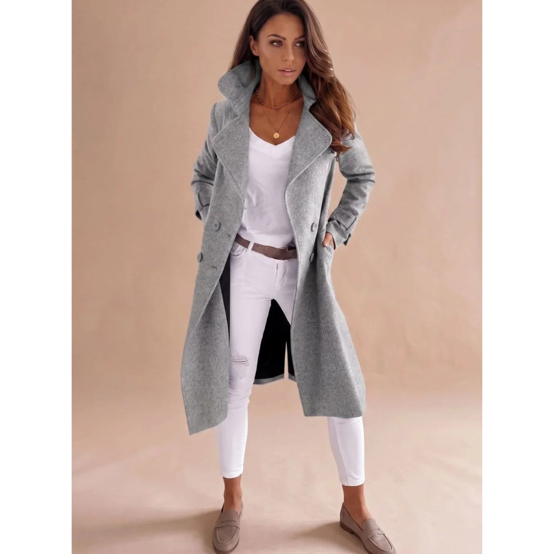 Anouk longline winter coat in brown