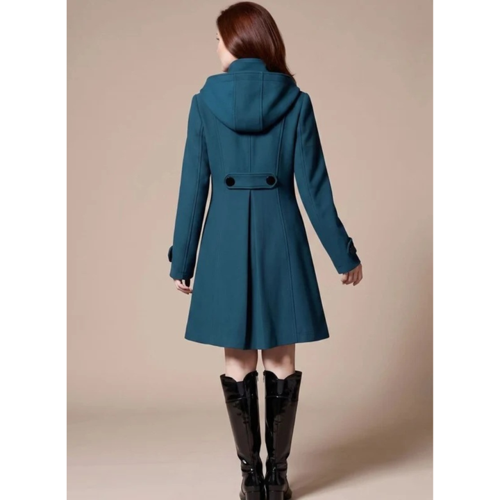 Antje longline hooded winter coat in green