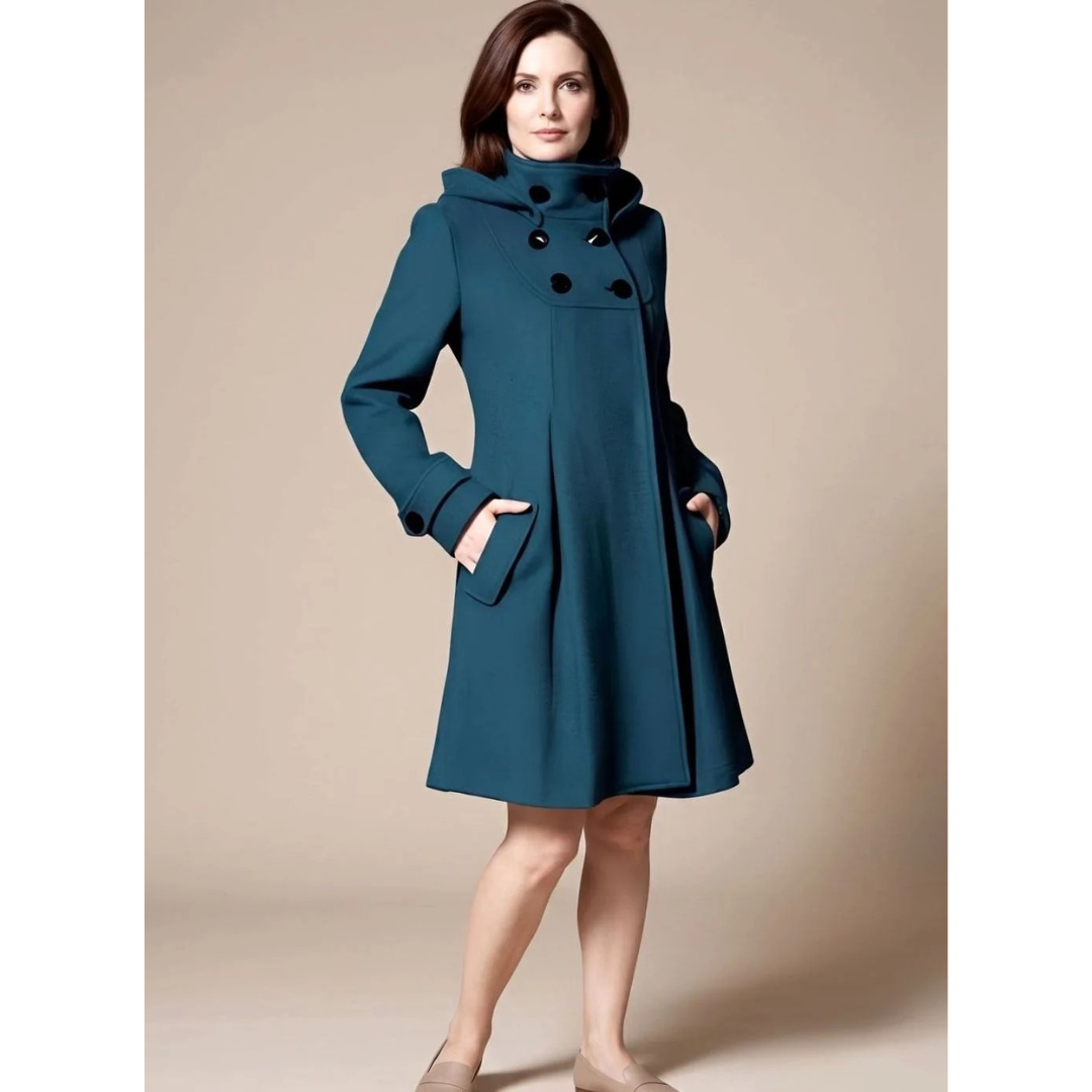 Antje longline hooded winter coat with buttons
