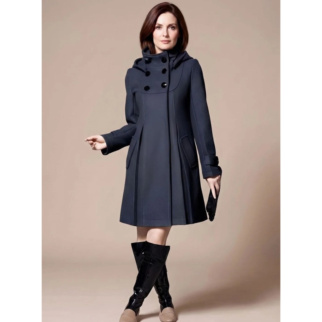 Antje longline hooded winter coat in grey