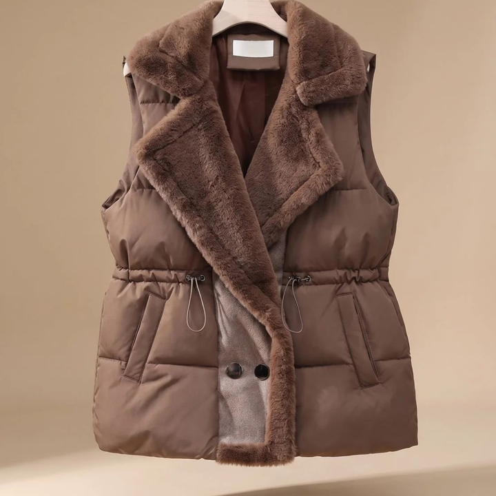 Asya quilted gilet with faux fur collar