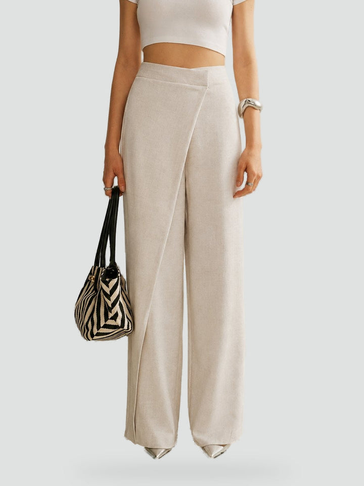 Ramona asymmetric wide leg trousers in black