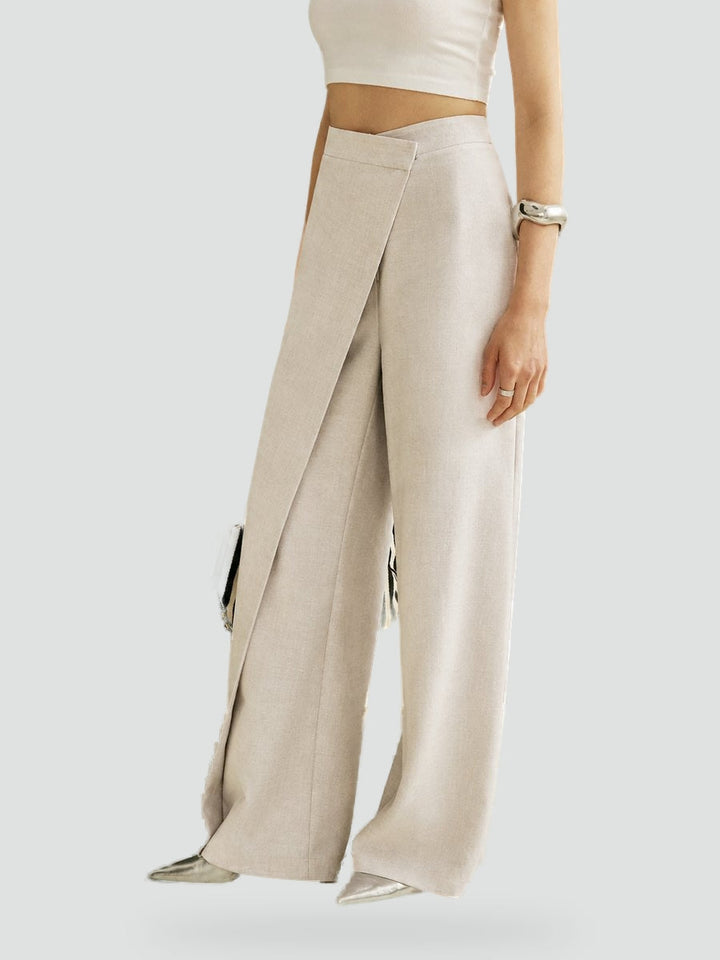 Ramona asymmetric wide leg trousers in grey
