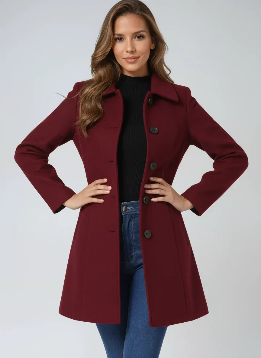 Perrine notch lapel fit and flare trench coat – image 2