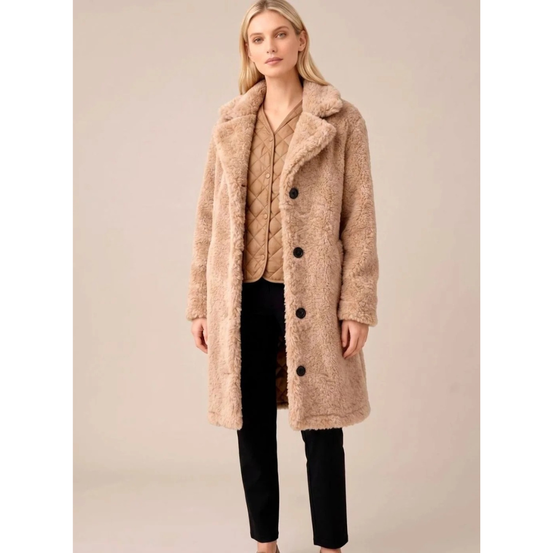 Auguste teddy winter coat with collar and buttons