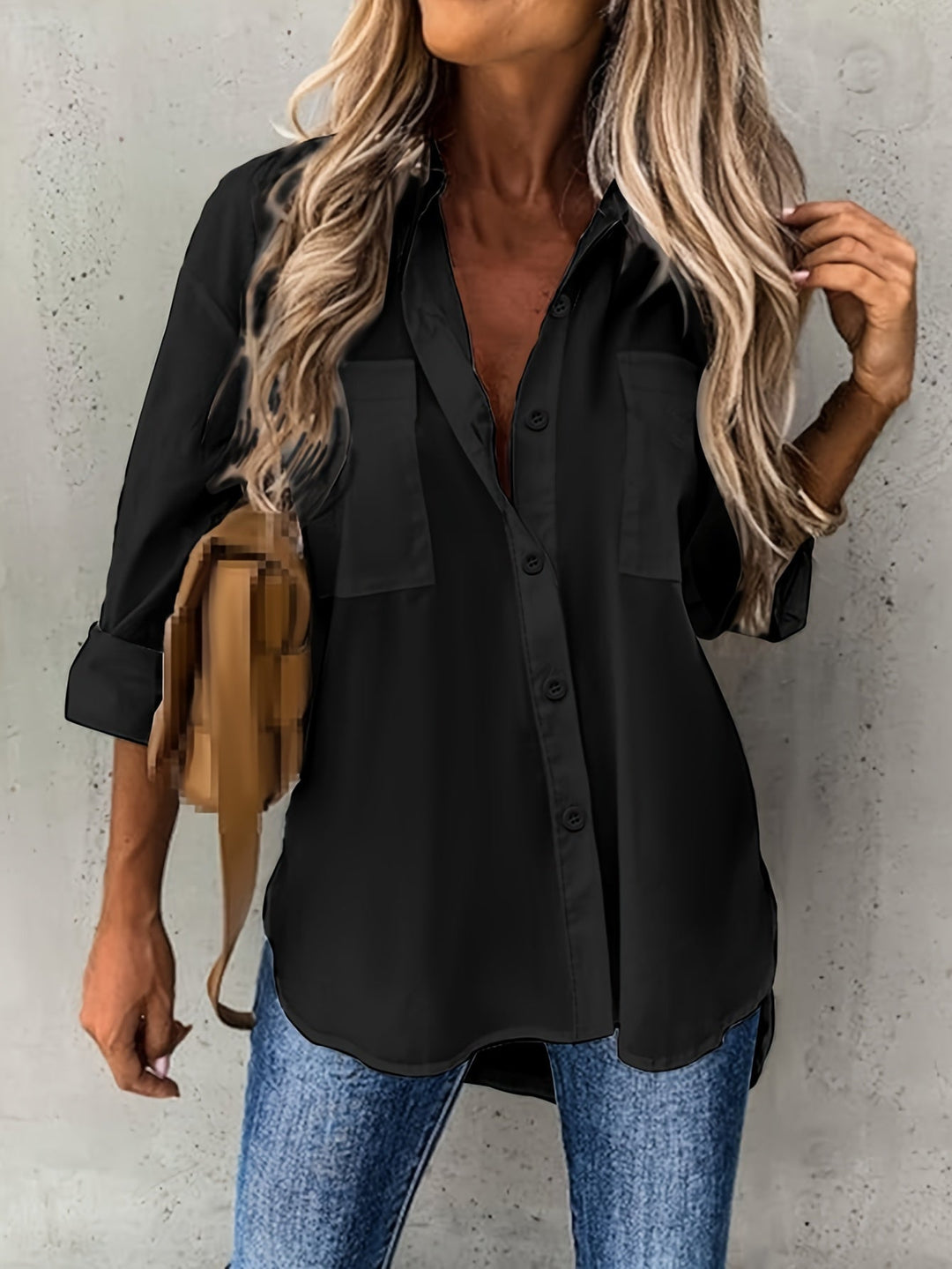 Marigold long sleeve button front blouse – image 3