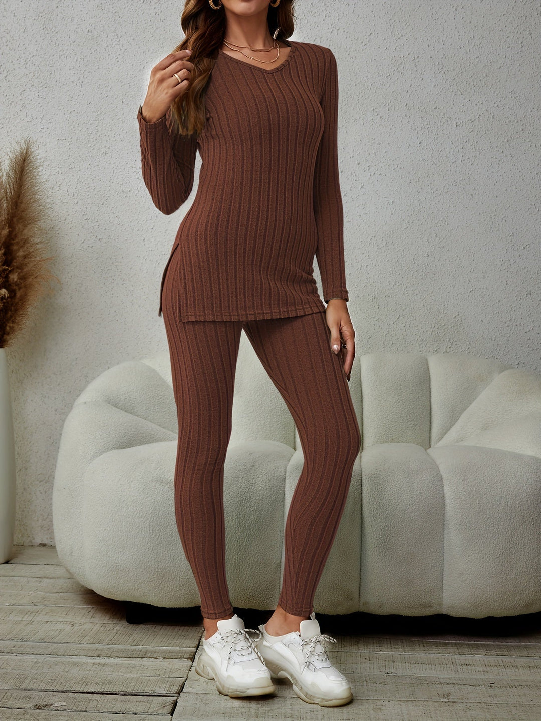 Caprice soft fine rib two piece lounge set – image 13