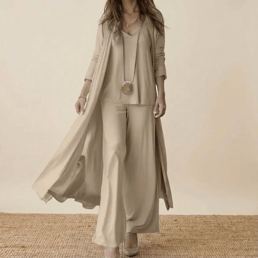 Theodosia three piece wide leg trouser set