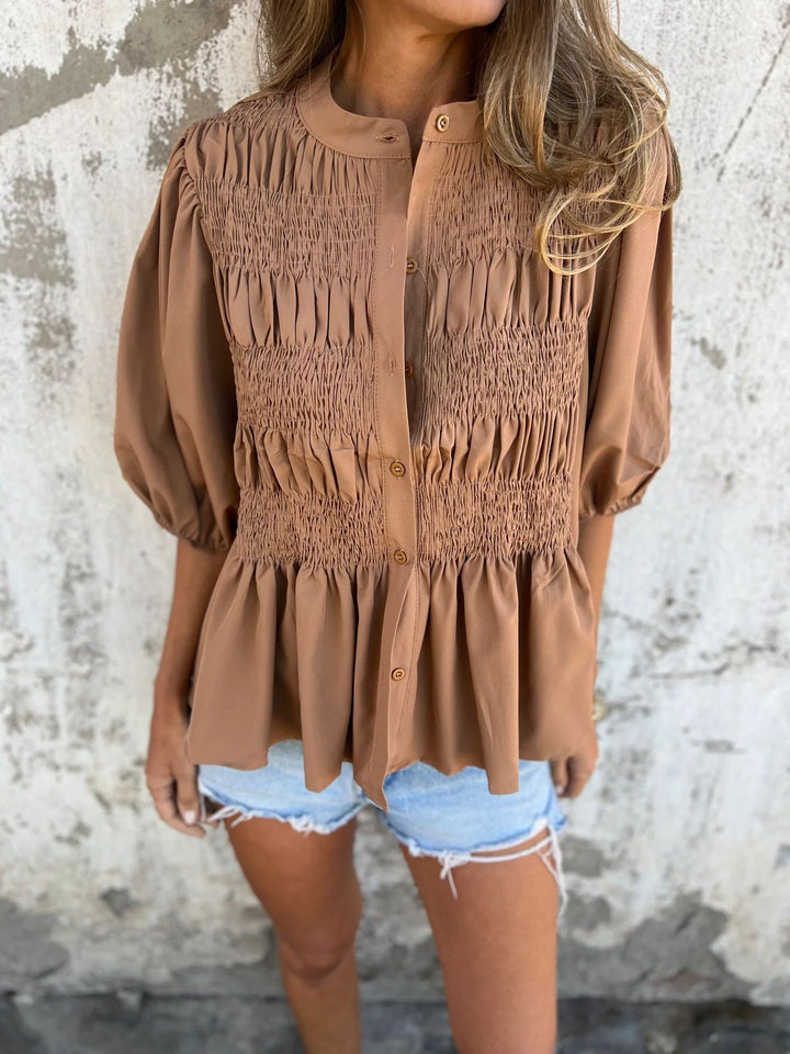 Rosalyn pleated button up blouse – image 6