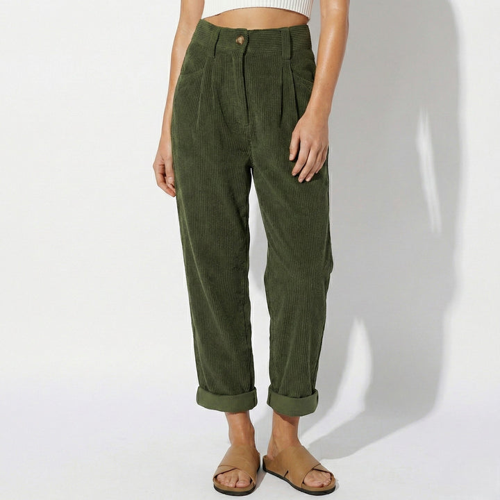 Megan high waisted pleated trousers with straight leg – image 3