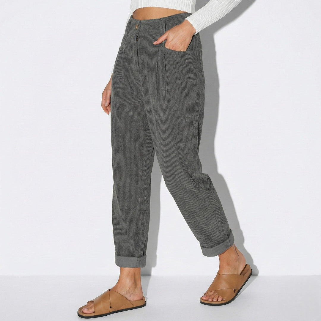 Megan high waisted pleated trousers with straight leg – image 5