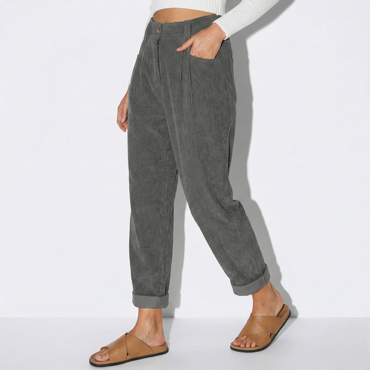 Megan high waisted pleated trousers with straight leg – image 5