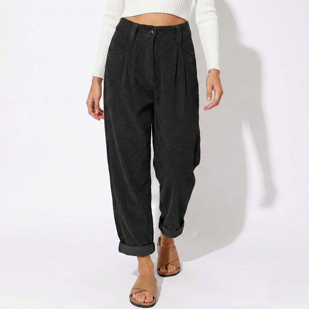 Megan high waisted pleated trousers with straight leg – image 4