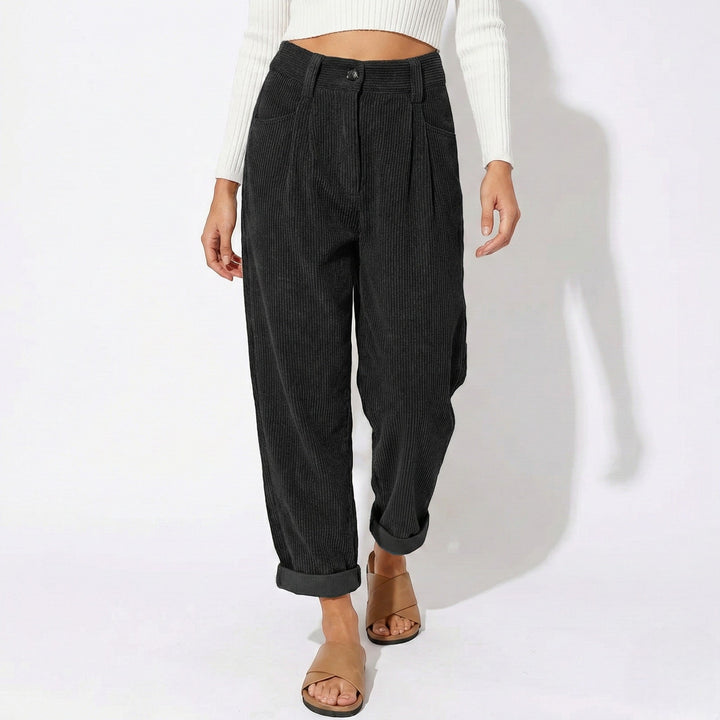 Megan high waisted pleated trousers with straight leg – image 4