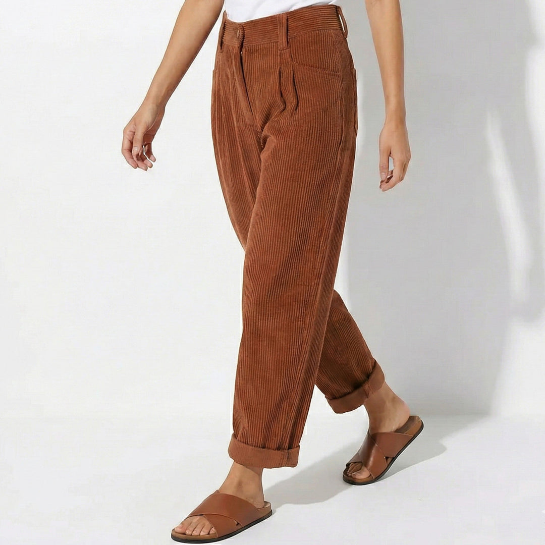 Megan high waisted pleated trousers with straight leg – image 2
