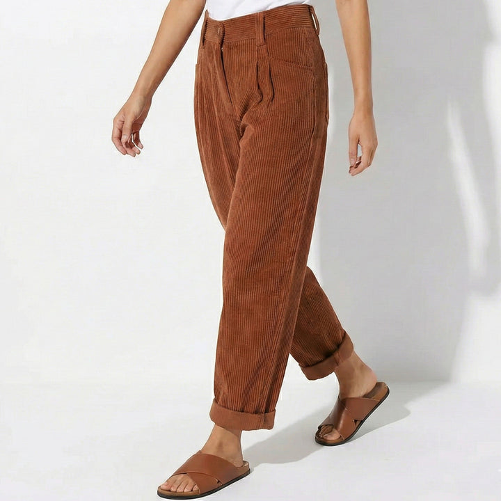 Megan high waisted pleated trousers with straight leg – image 2
